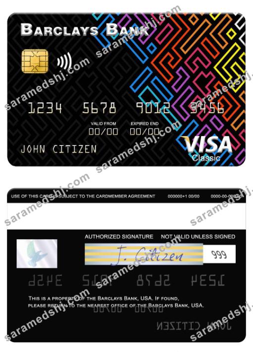 USA Barclays Bank visa card